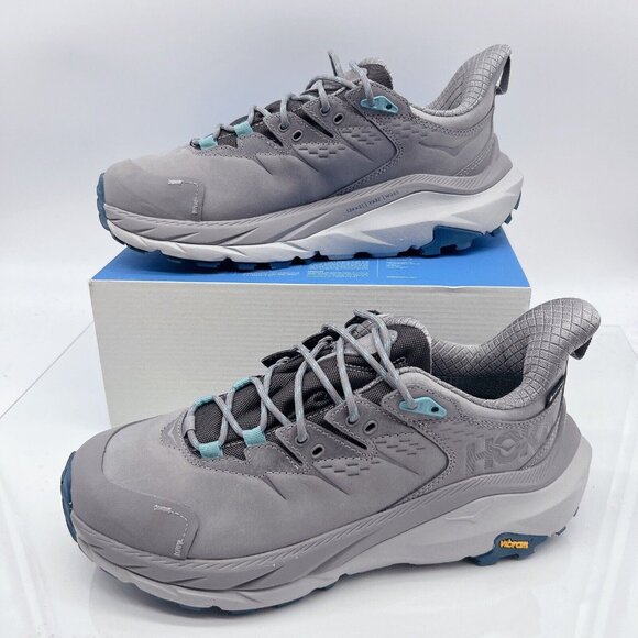 Hoka One One Kaha 2 Low GTX Trail Hiking Shoe Sharkskin/Blue Coral Womens US 10 - Picture 3 of 12